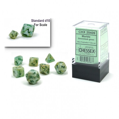 Dés - Mini Marble Vert / Dark Green (7-Mini-Würfelset)