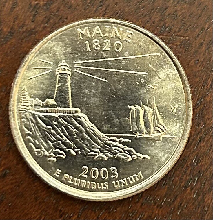 2003 D Maine State Quarter, BU. From mint rolls, (From Denver Mint)