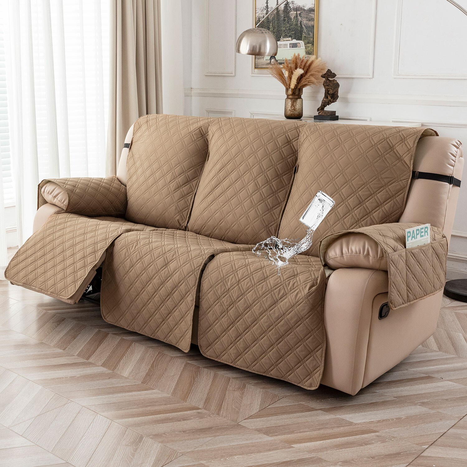 Waterproof non-slip sofa cover recliner 3 seats, furniture protection decoration