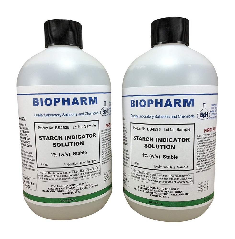 Starch Indicator Solution 1% for Iodometric Analysis 2-Pack 500ml each