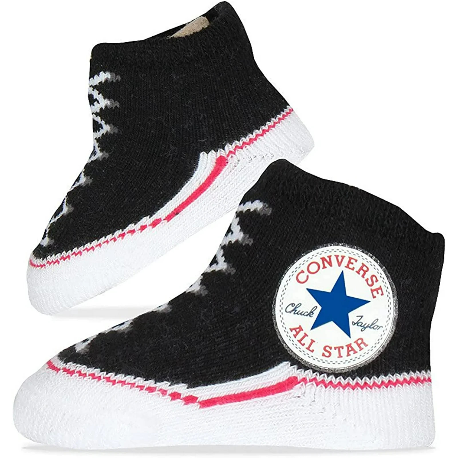 Converse Infant Baby Booties 2 Pack (Black & White, 0-6 Months) *NEW*