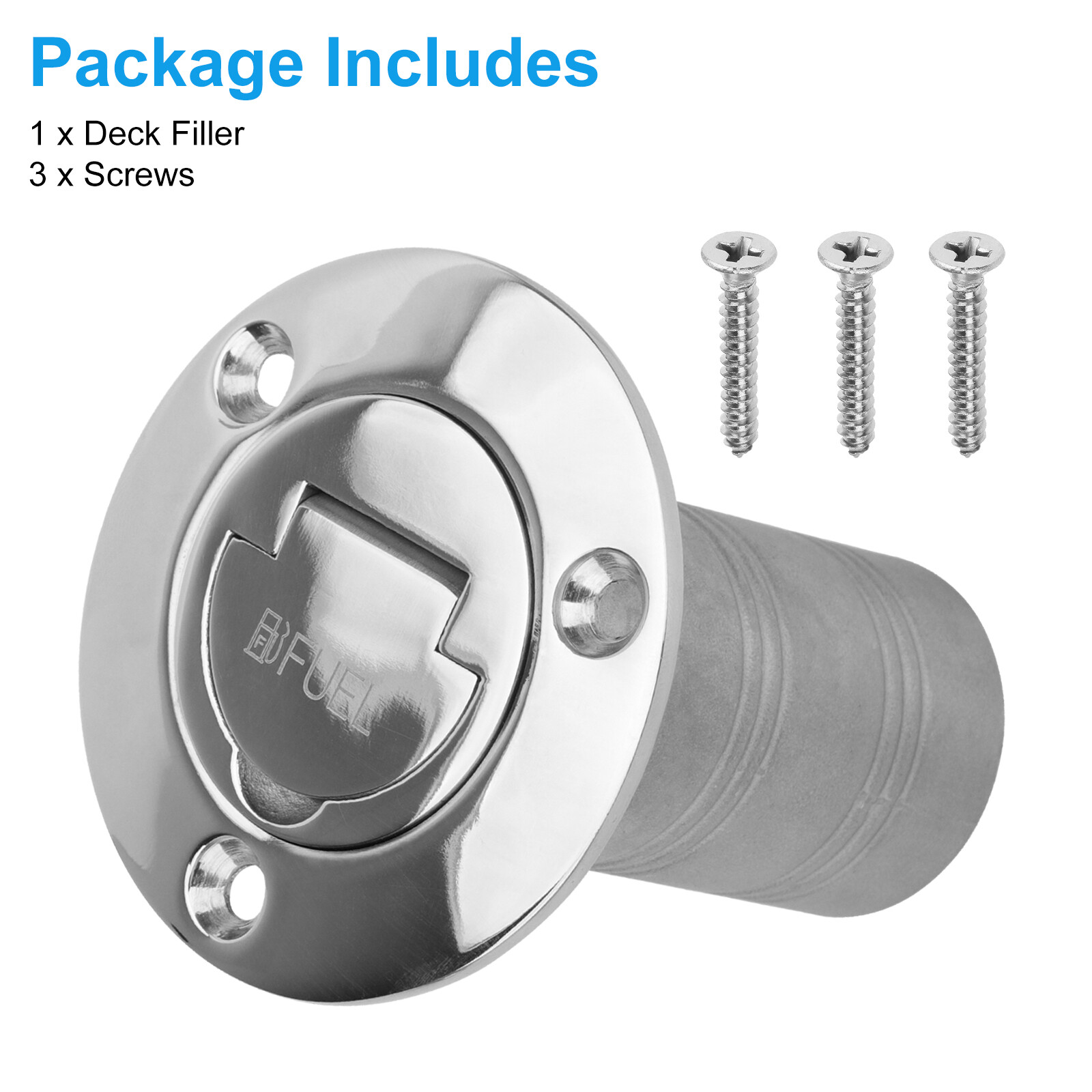 Stainless Steel Boat Fuel Deck Filler with Keyless Cap for Marine 1-1/2" (38mm)