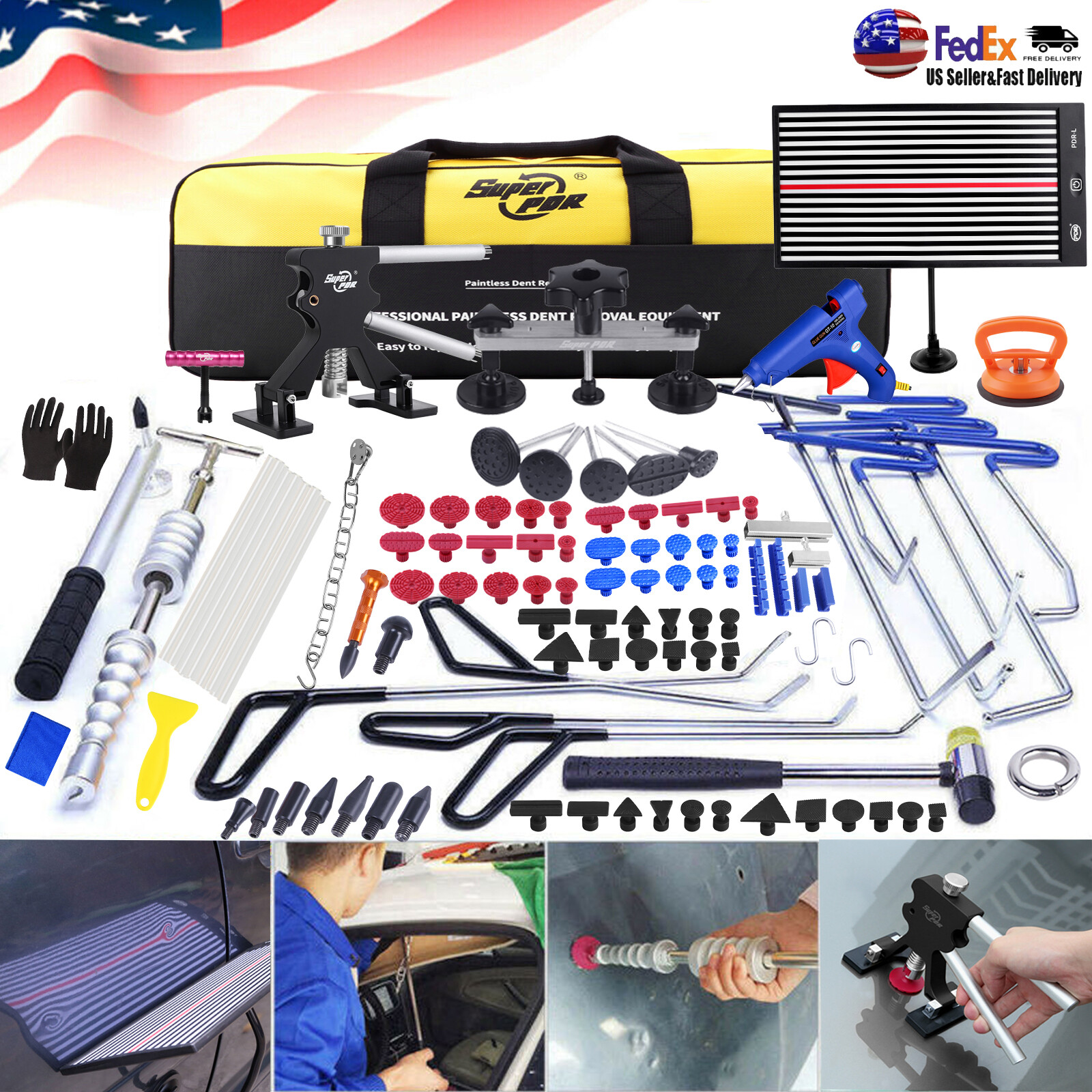 PDR 118Pcs Paintless Dent Removal Rods Stainless Steel Tool Kit Dent Repair kit