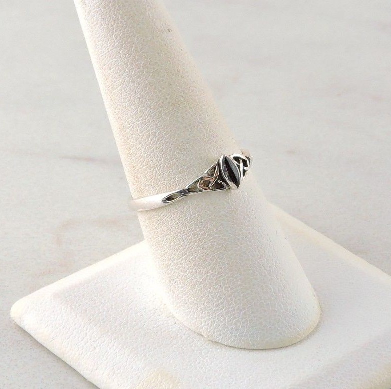 Sterling Silver Celtic Black Onyx Ring - Free Gift Packaging