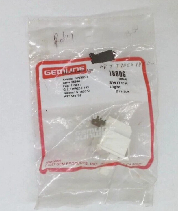 NEW OEM  Gemline 18806 Refrigerator Light Switch