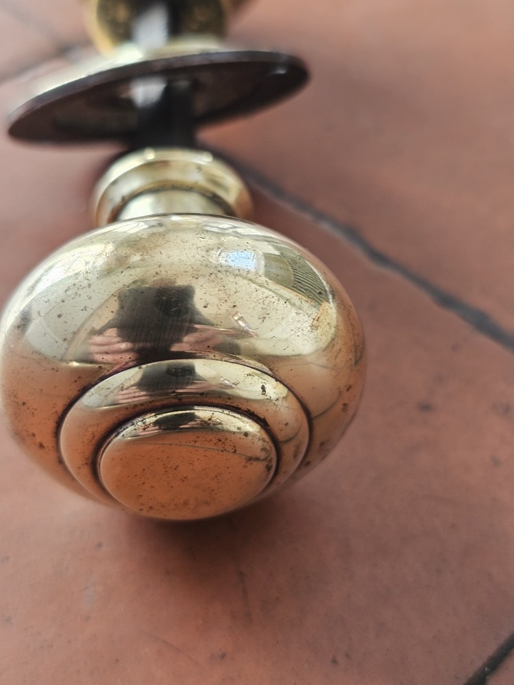 Antique excellent condition original brass rim lock door knobs