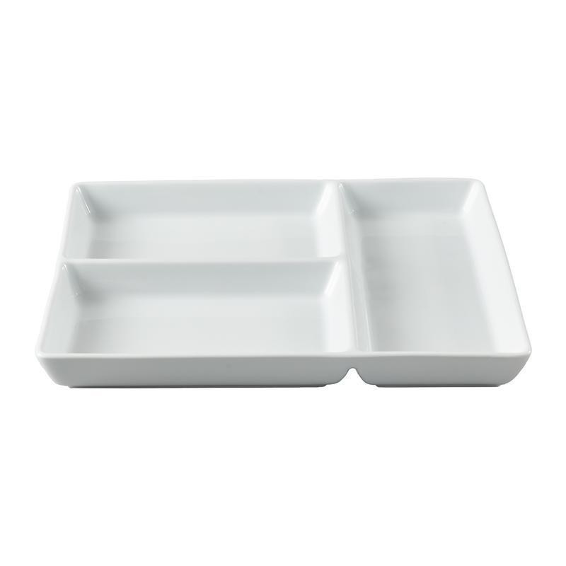 Porcelain Rectangular Divided Tray Microwave Dishwasher Oven Safe Elegant Design