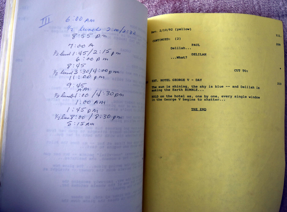 1992 Original "Running Delilah" Shooting Draft Screenplay Script