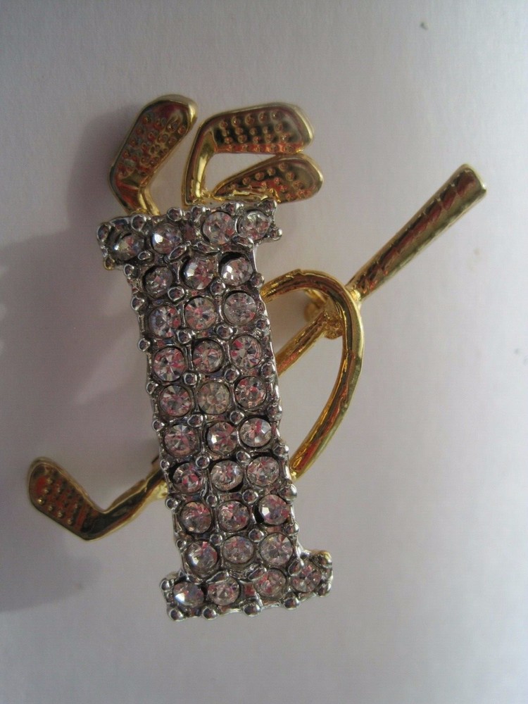 Rhinestone Golf Bag Pin 1.5"