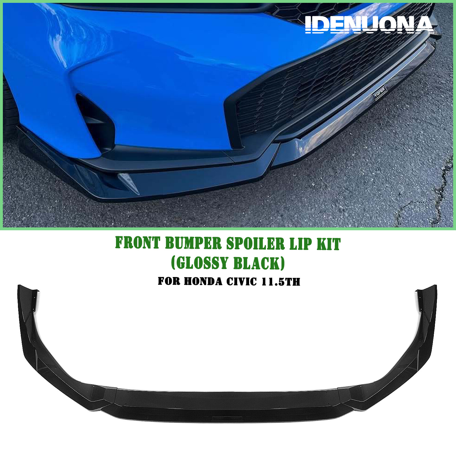 Black Front Lower Spoiler Lip Splitter Bodykit For Honda Civic 11.5th YOFER