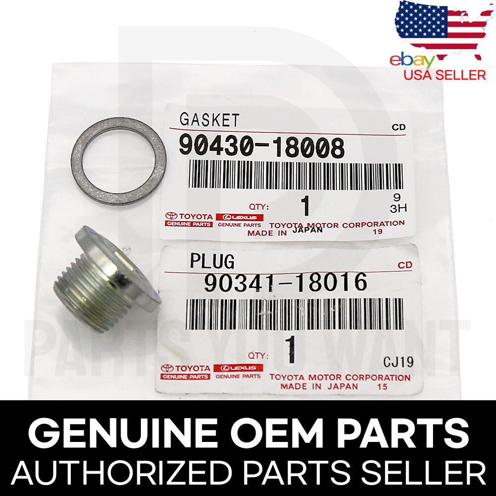 GENUINE OEM Toyota Lexus ATM Transmission Drain Plug 90341-18016 + Gasket [SET]