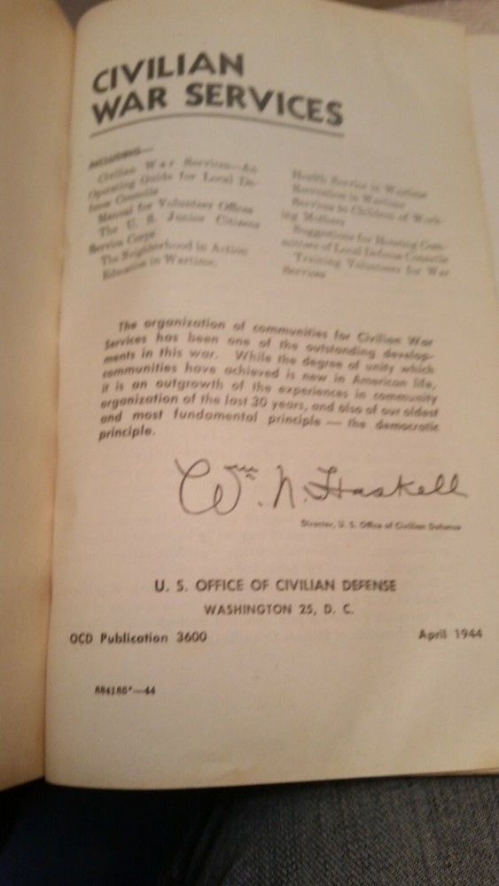 Civilian War Services Book 1944 World War II Antique Scarce U.,S.A. Militaria