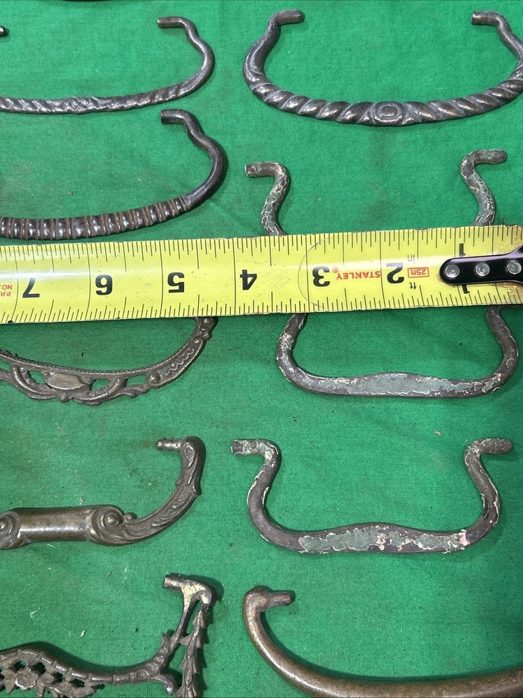 Twelve Ornate Solid Metal Antique Drawer Pulls Bails