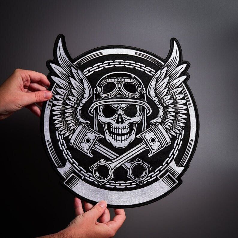 SKULL ANGEL Large Back Patch for custom biker vest