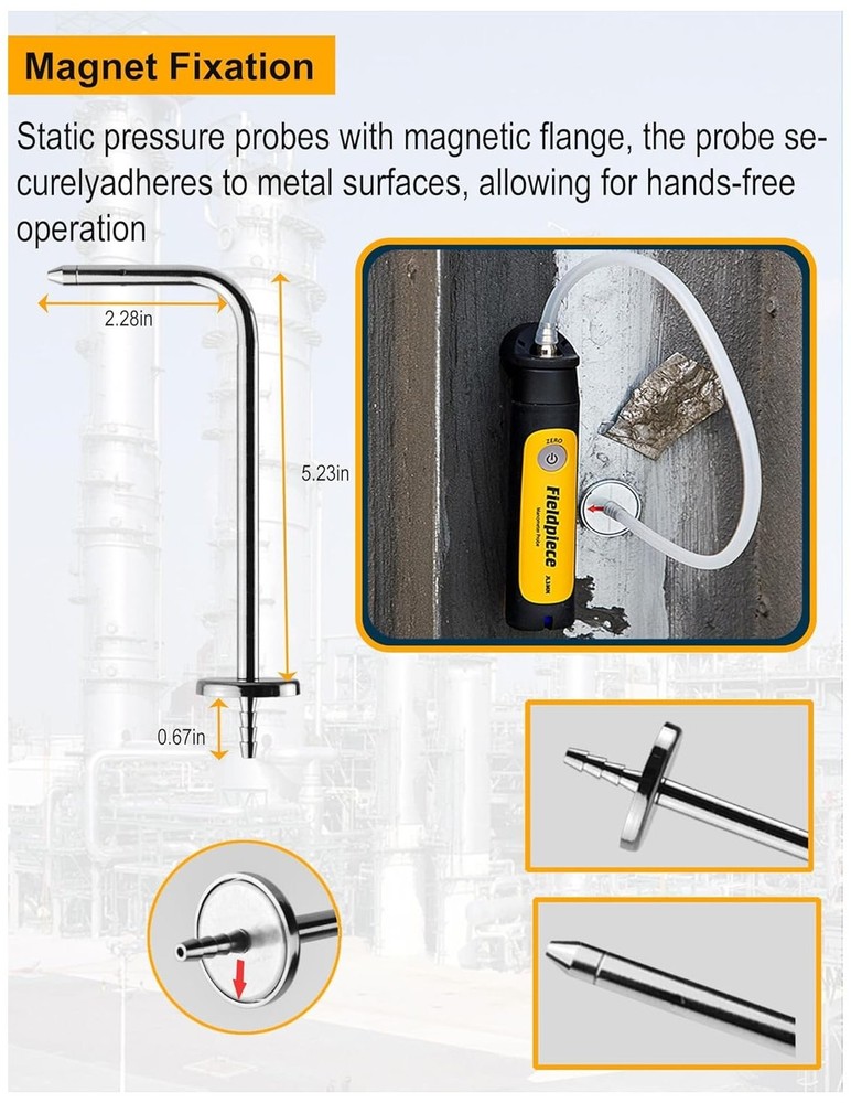 JL3MN2 Manometer Probe Kit, Compatible with Klein Tools ET180 Digital Manometer