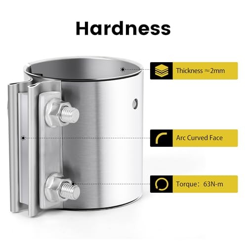 Exhaust Clamp Butt Joint 304 Stainless Steel Band Clamp Sleeve Couple 2.5 inch