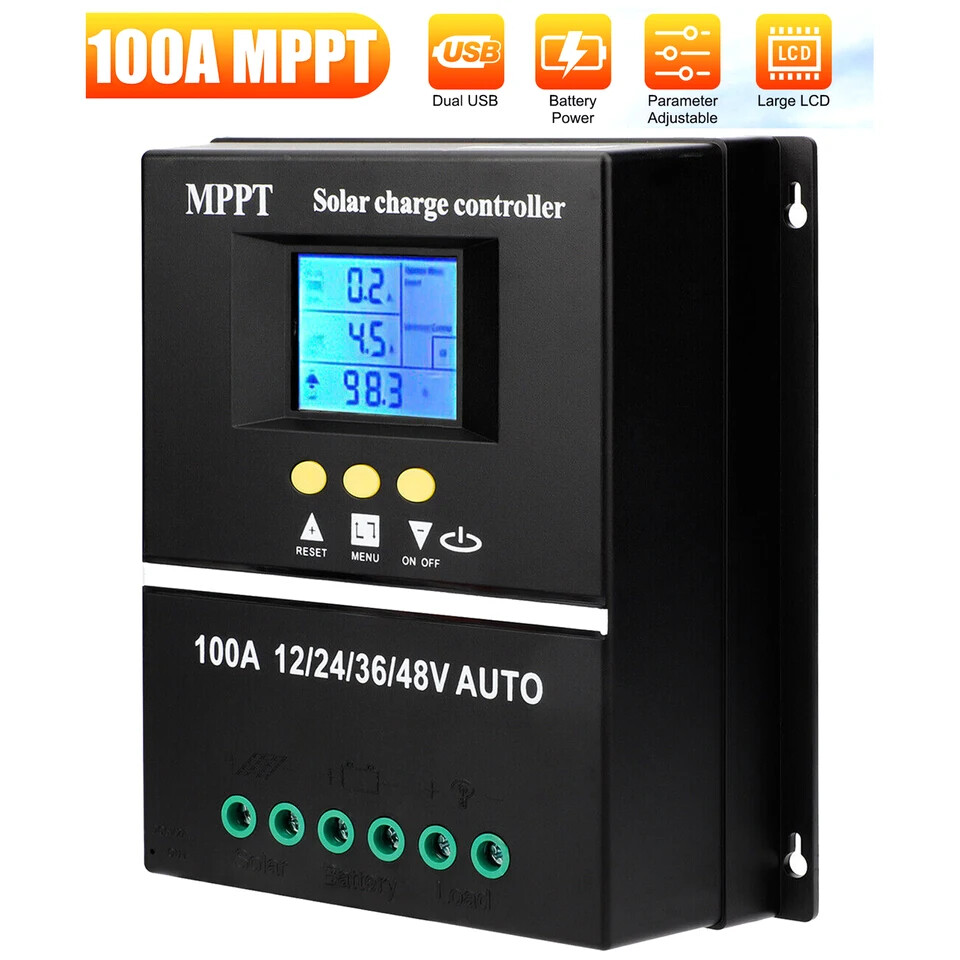 100A MPPT Solar Charge Controller Max 100V Input Dual USB for Lead-Acid/Lithium