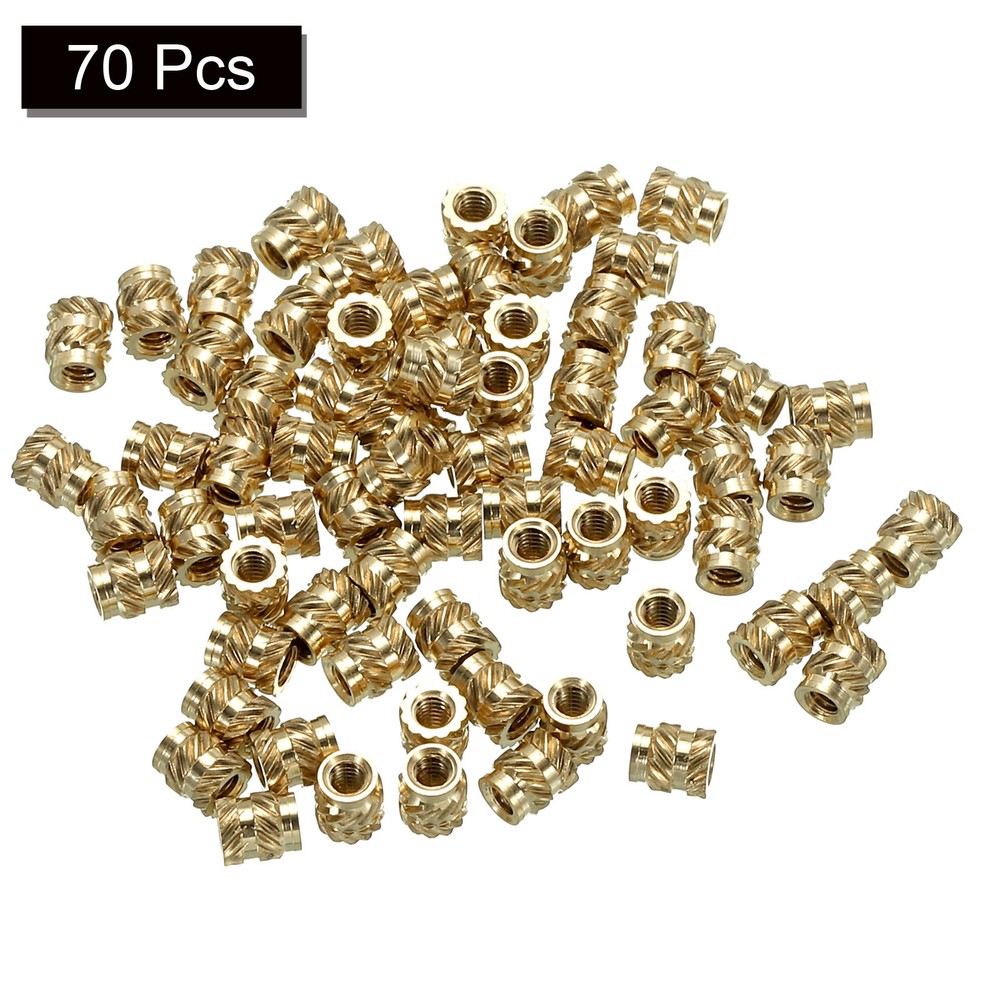 70pcs M2 Threaded Inserts Metric Knurled Nuts Brass Heat-Set Inserts