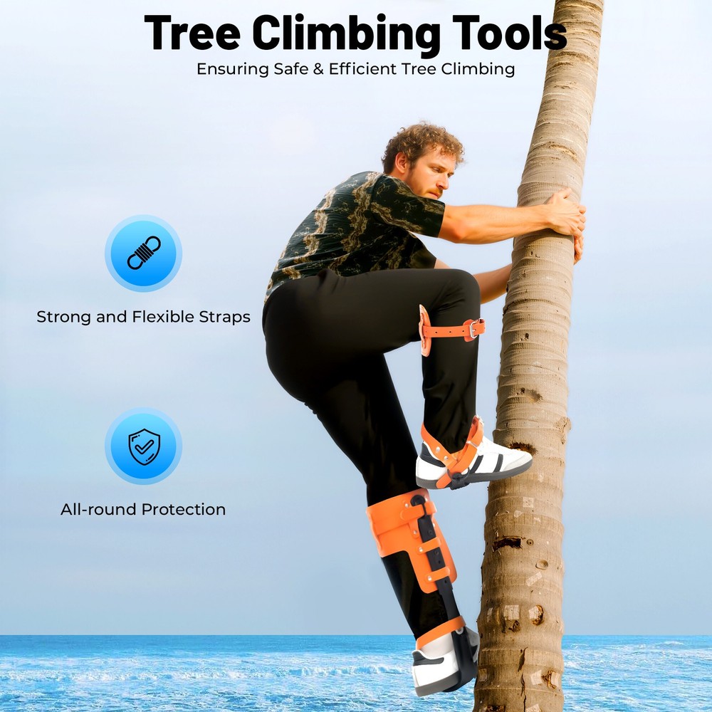 Tree Climbing Spike Set Pole Climbing Spurs Climber Gaffs+Strap Adjustable 100kg