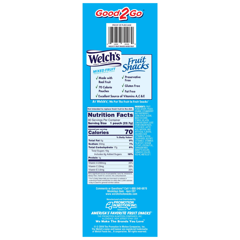 Welch’s Fruit Snacks, .8 oz, 90-count