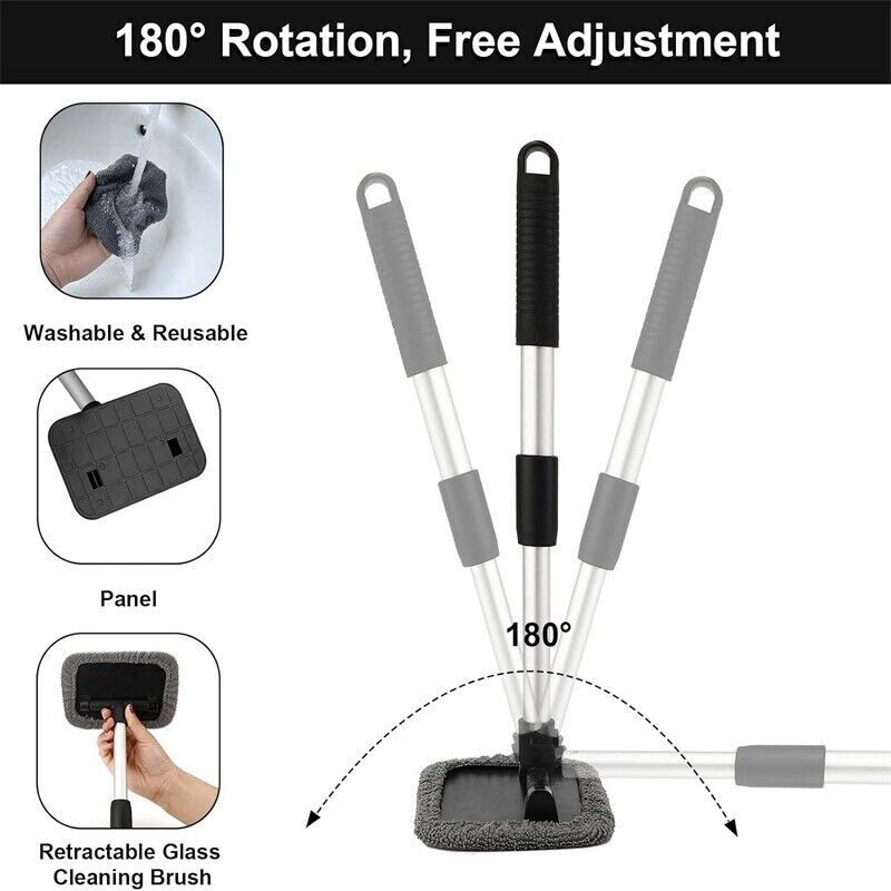 Telescopic Microfiber Car Window Cleaner Cleaning Brush Windshield Wiper Tools