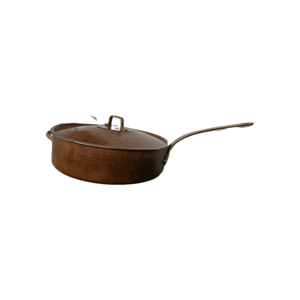 12 Inch Copper Stewpot With Brass Handle With Top