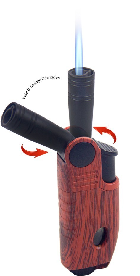Ever Tech Single Jet Torch Lighter W/  Adjustable Nozzle Refillable Camo Wooden