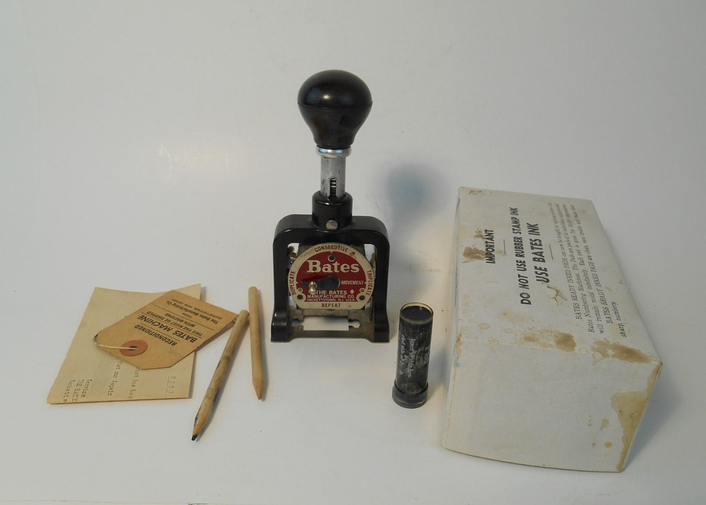 Vintage Bates Numbering Machine 6 Wheel Style E