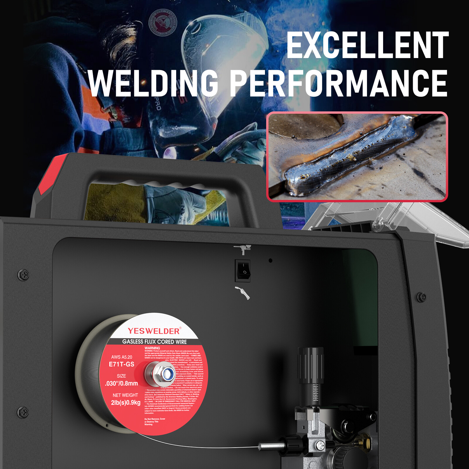 E71T-GS .030" 0.8mm-Gasless Flux Core MIG Welding Wire-2 Lbs Spool (2 Rolls)