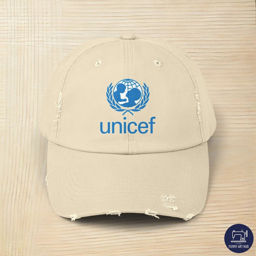 Unicef Logo Unisex Distressed Cap