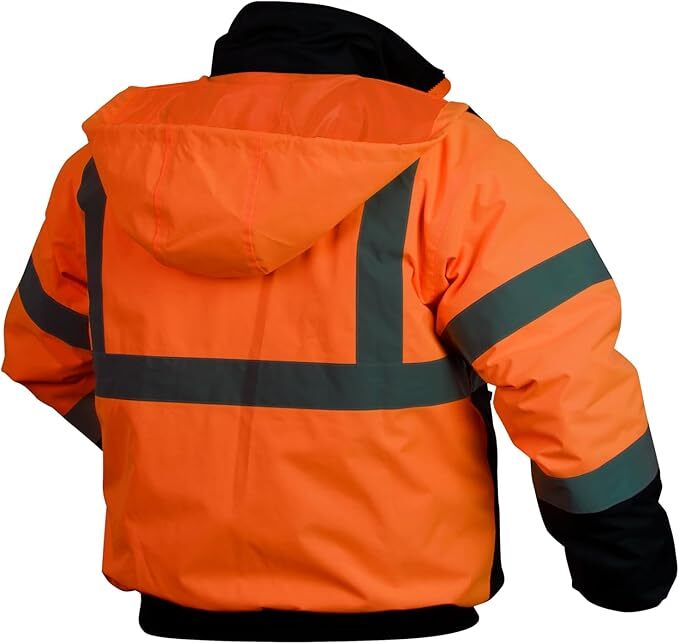 HIGH VISIBILITY ORANGE CLASS 3 REFLECTIVE INSULATED BOMBER WORK SAFETY JACKET