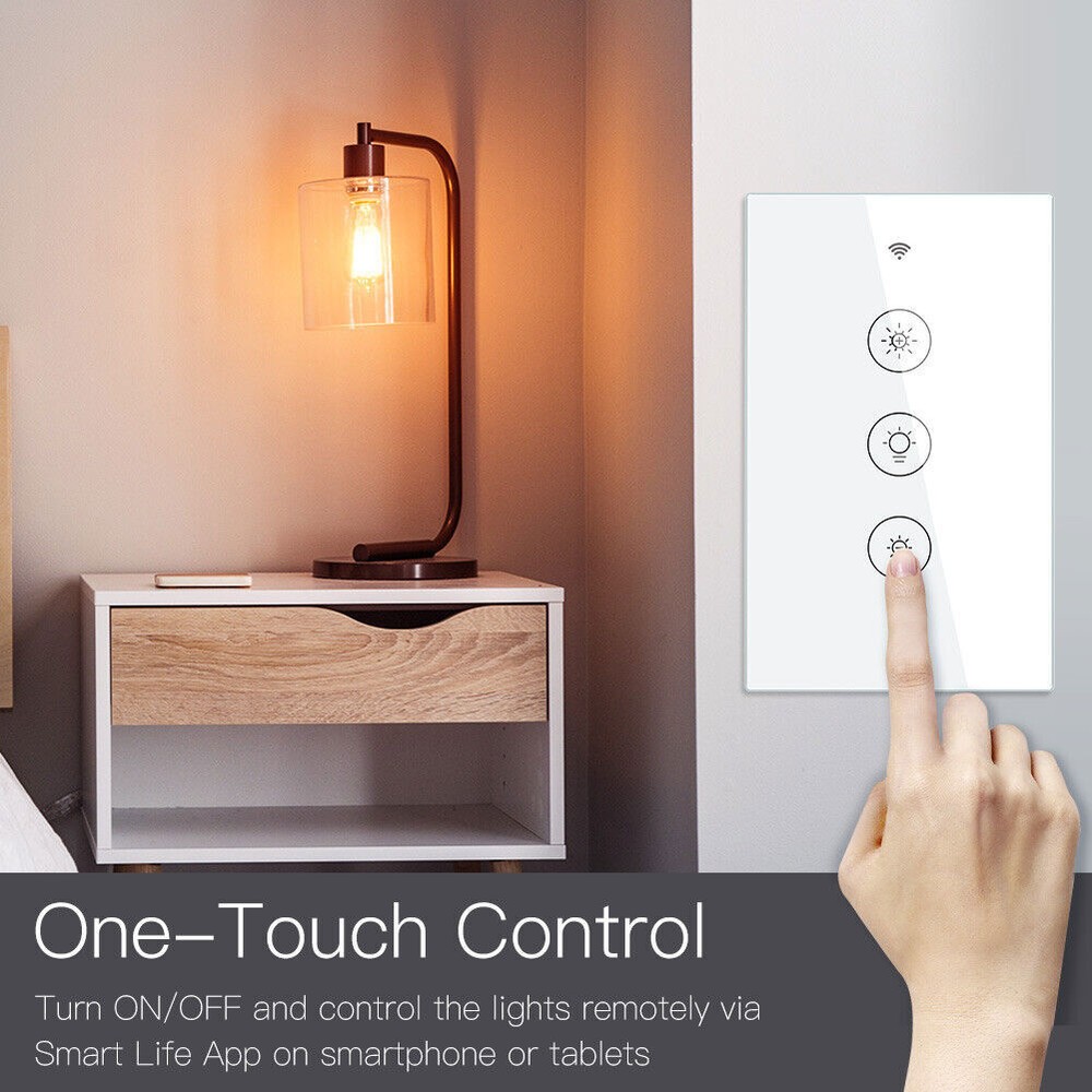 MOES WiFi RF Smart Dimmer Light Switch Wall Touch Glass Panel Alexa Google APP