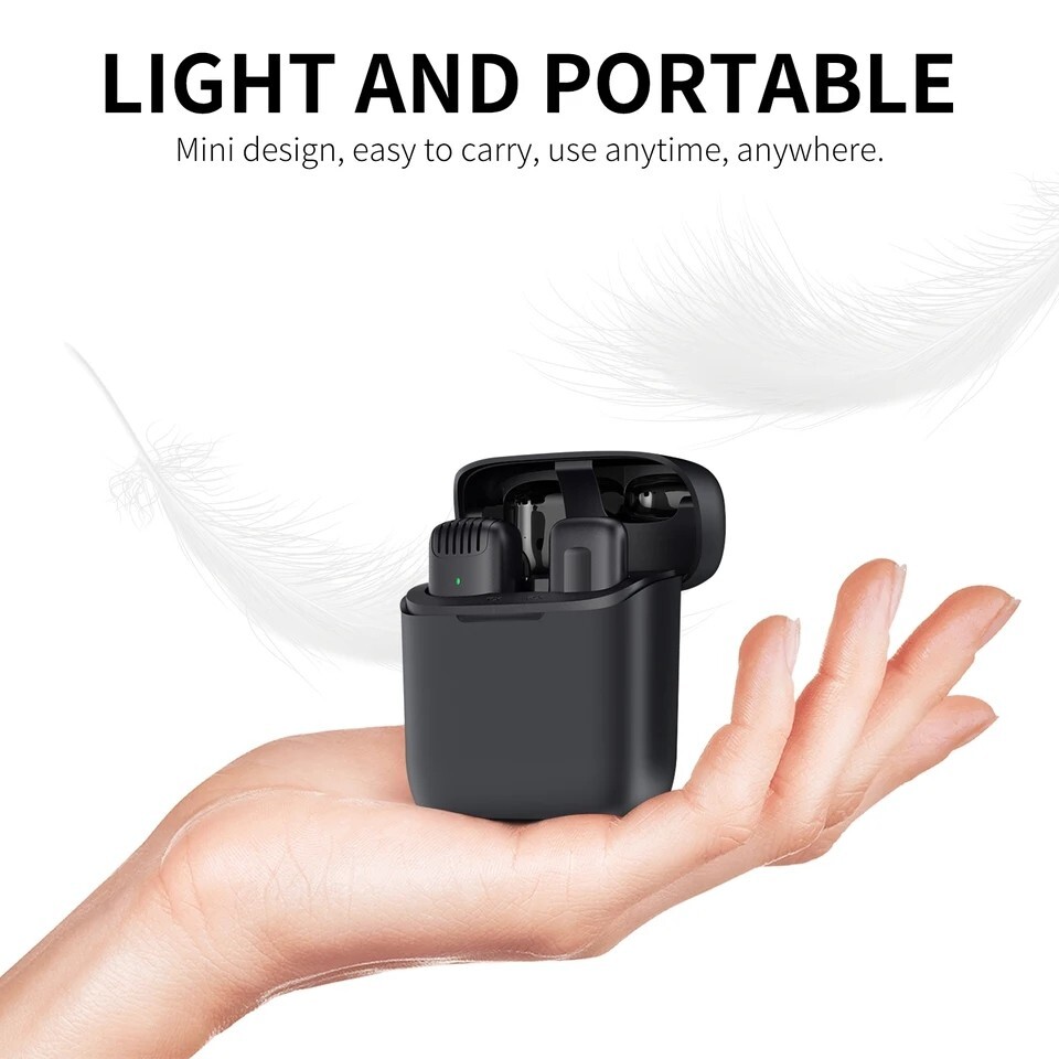 Microfono Mini inalambrico Para Celular Camara Solapa Estuche de Carga Type-C