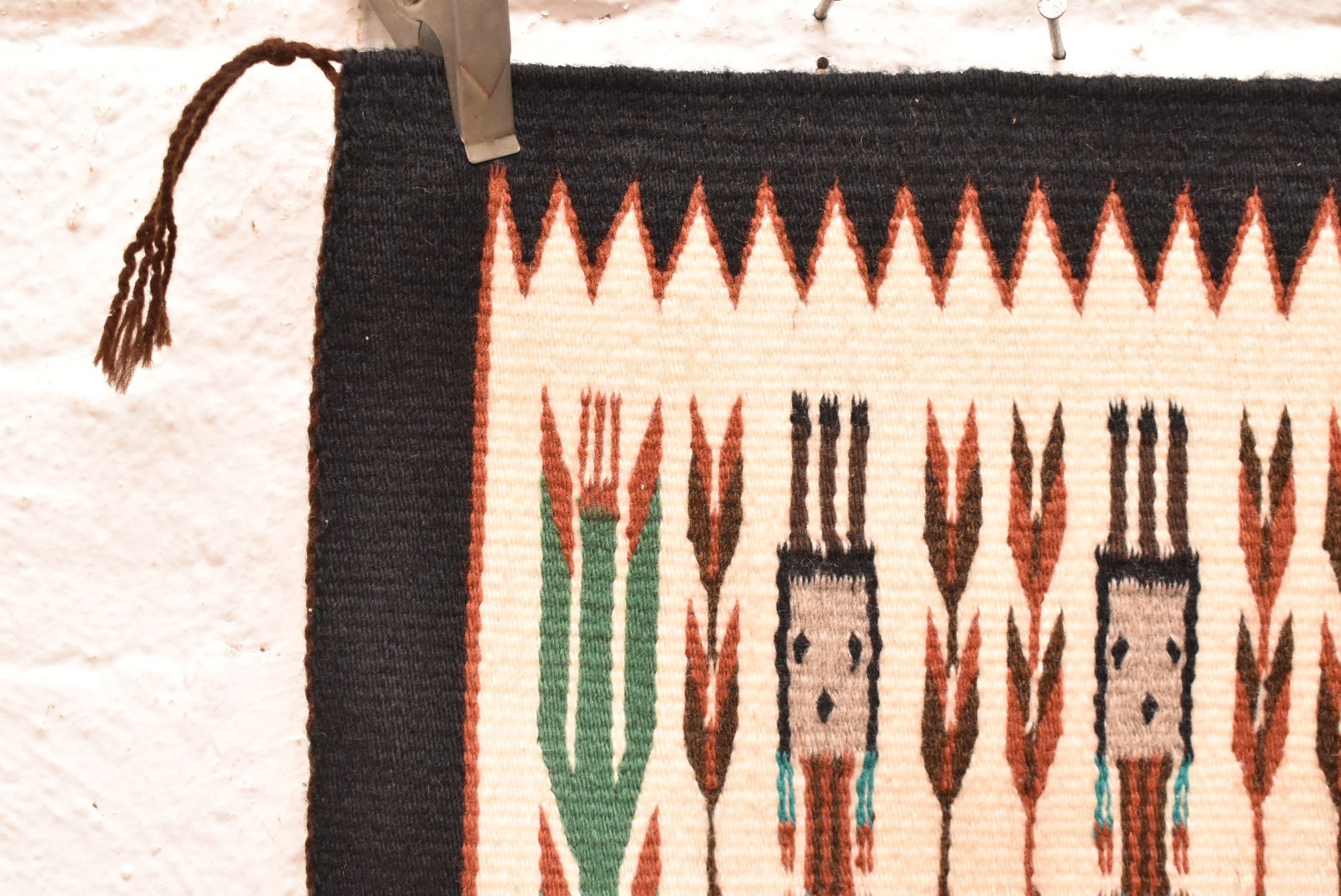 Antique Navajo Rug Native American Indian Yei Pictorial Weaving 27x22 Textile