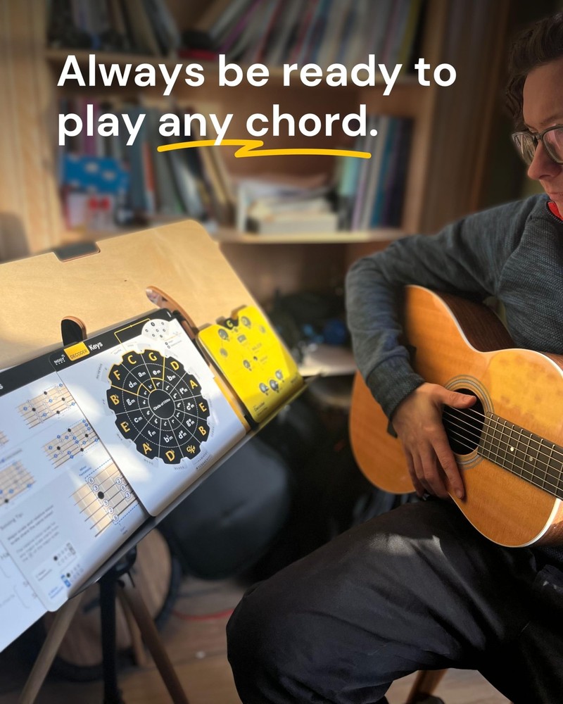 Guitar Chords Chart Pack 8x8" - Learn Chords, Progressions, Scales, Triads