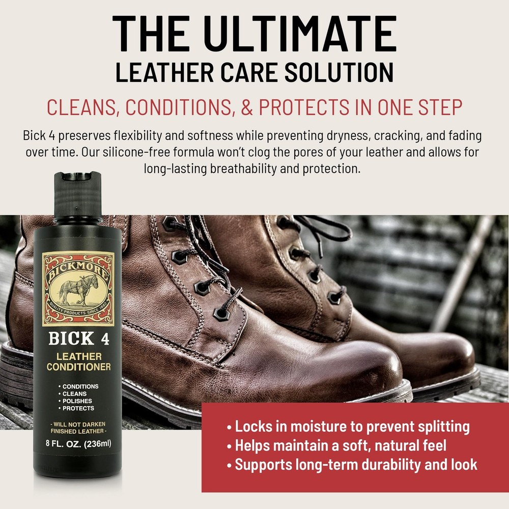 Bick 4 Leather Conditioner 8 oz - Cleaner & Conditioner - Restore Polish & Pr...