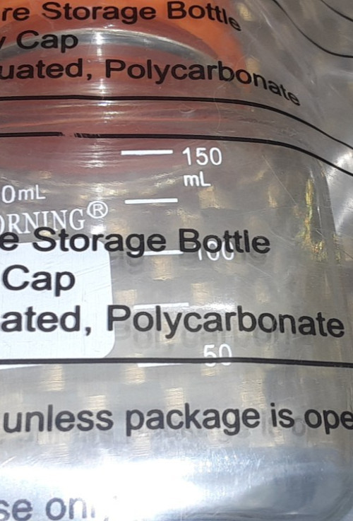 Corning 150 mL Square Storage Bottle /45mm Cap (1 sealed) 431430