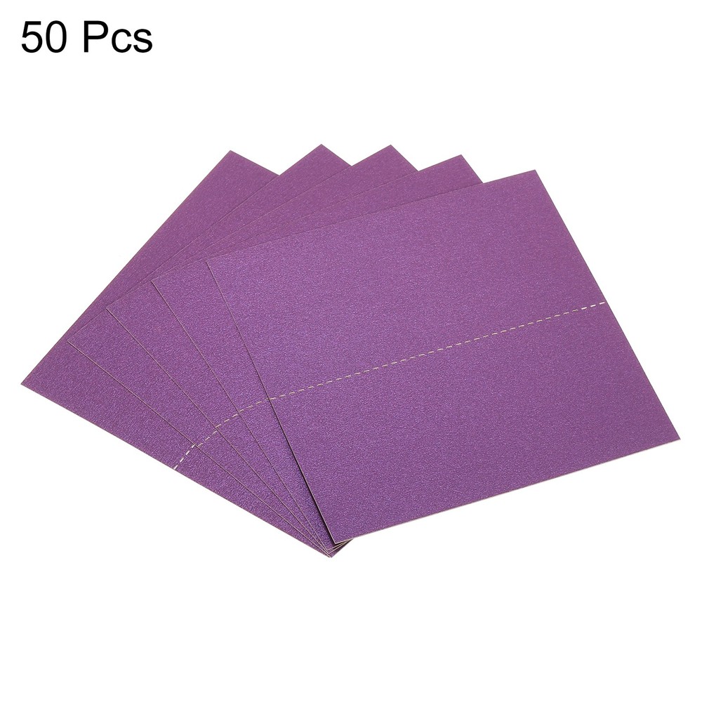 Table name place cards, 50 pcs foldable white card purple