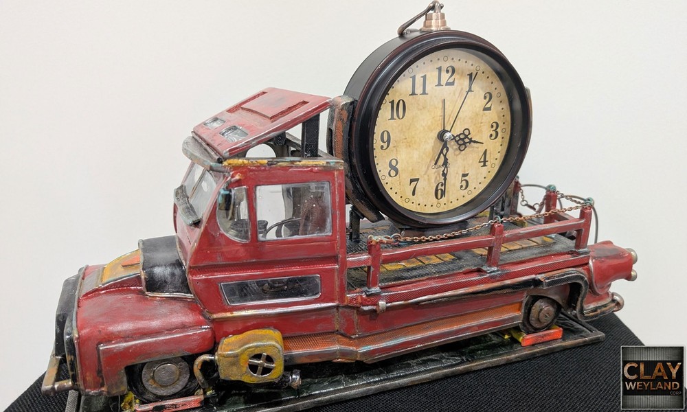 «TimeDeliver» - Post-Apocalyptic Abandoned & Rusty Truck Clock - OOAK