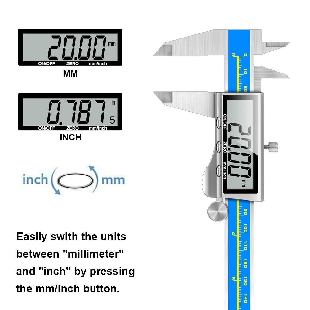 6-Inch Electronic Vernier Caliper with Extra-Large LCD Display & Protection Case