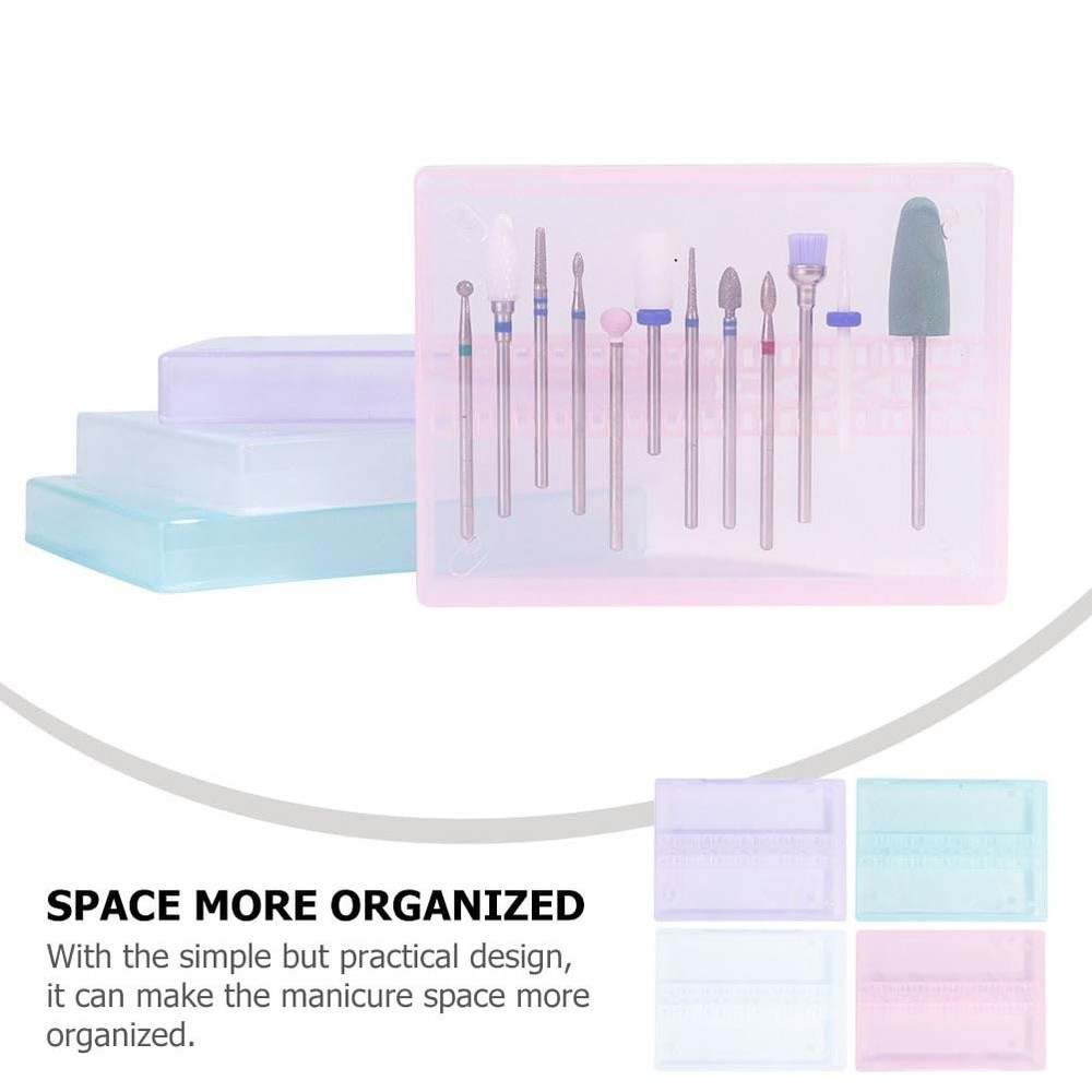 Nail Drill Bits Cases Nail Drill Manicure Case: 4pcs 14 Grids Nails Drill Bit...