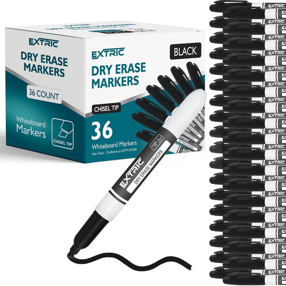 Black Dry Erase Markers, 36 Count Whiteboard Markers Chisel Tip, Bulk Classro...
