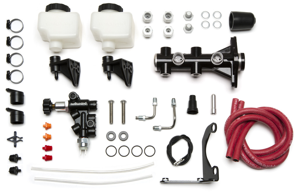 WILWOOD BLACK REMOTE TANDEM MASTER CYLINDER,1" BORE,WITH PROPORTIONING VALVE