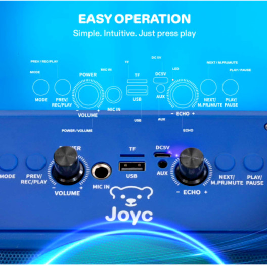 Joyc Karaoke Bluetooth Speaker with 2 Wireless Microphones and LED Ring Light