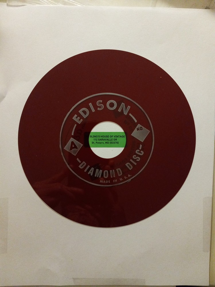 Thomas Edison Voicewriter Ruby Red Translucent Diamond Disc