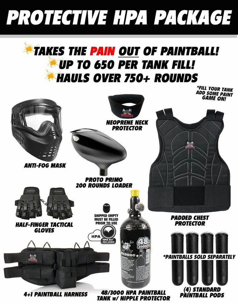 Maddog Tippmann Cronus Basic Protective HPA Paintball Gun Starter Package Tan
