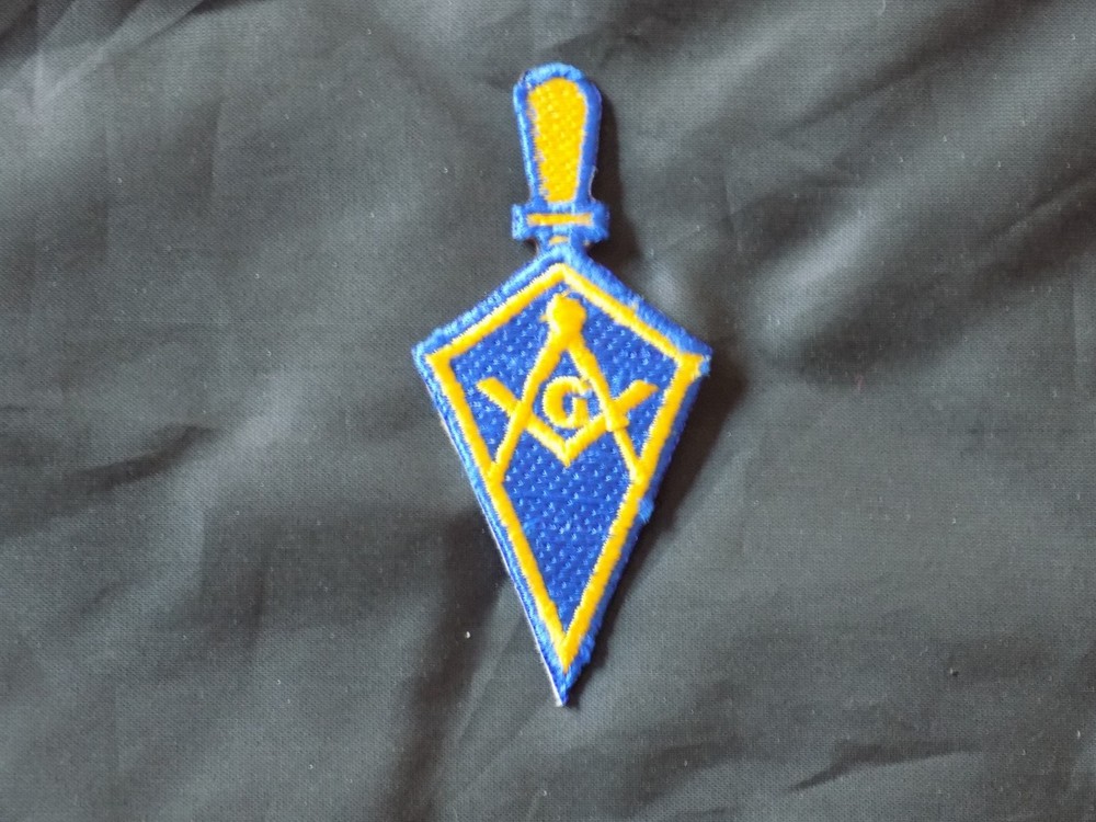 Masonic Trowel Shape Patch Square Compass Blue Lodge Iron Sew Fraternity NEW!