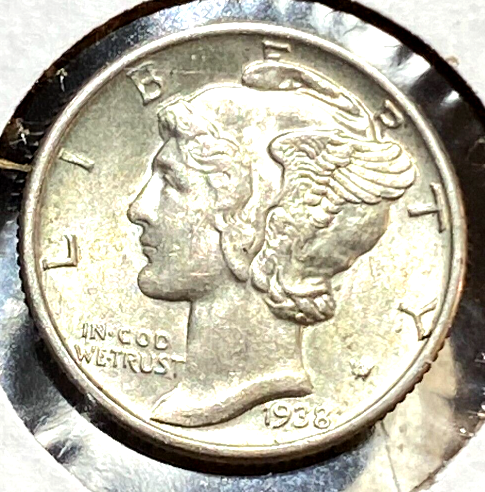 1938 Mercury Dime Nice Original White Gem BU CHRC