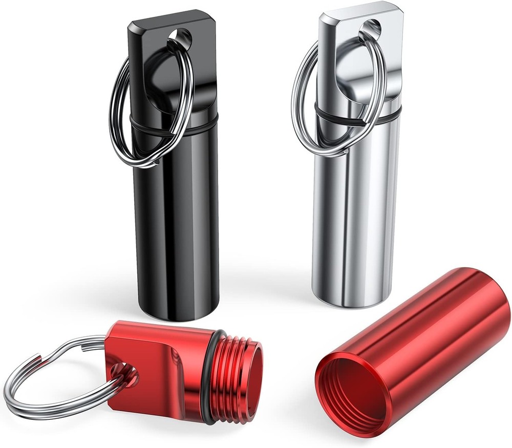 Multi-Functional Pill Organizer Keychain - Waterproof and Portable 3 Pack