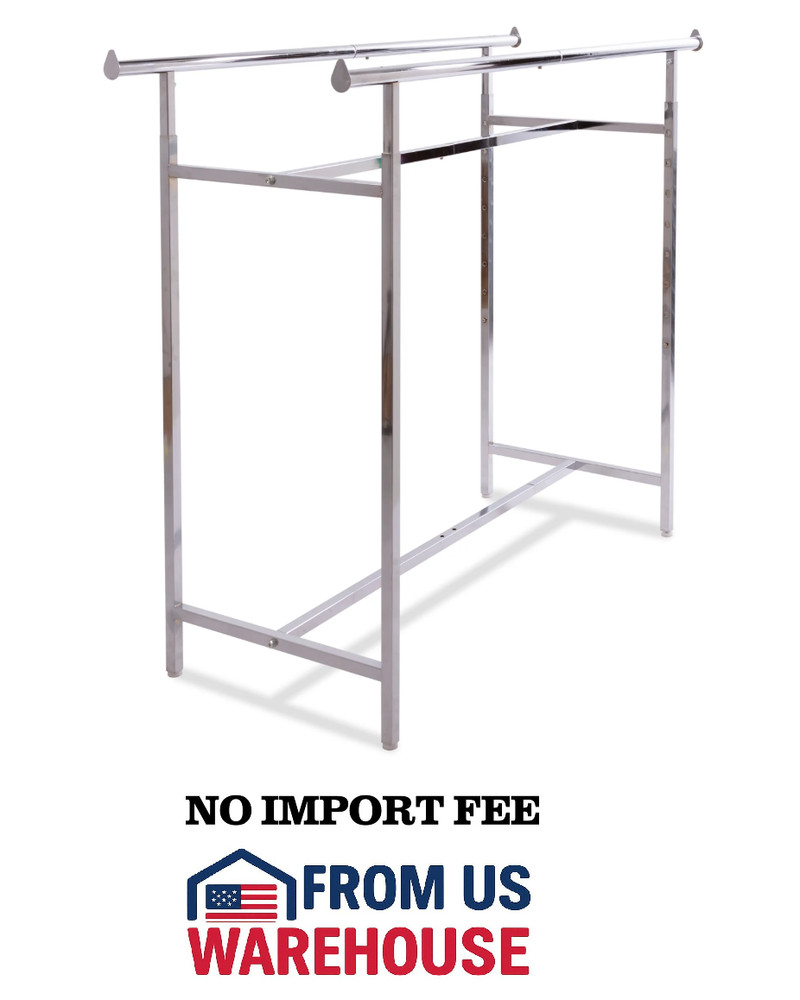 Econoco K40 Adjustable Double Bar Garment Rack 60" Chrome Retail